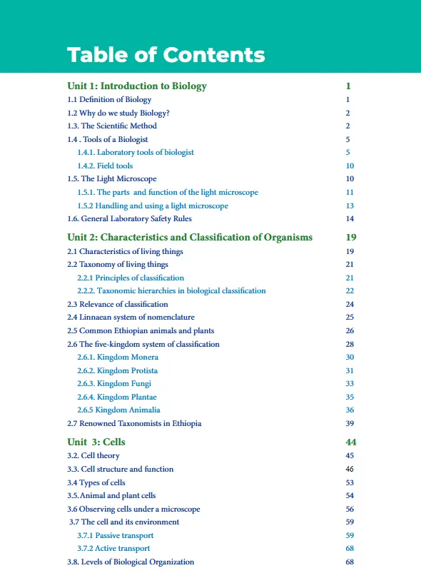 Download Ethiopian new Curriculum grade 9 biology Student Textbook PDF